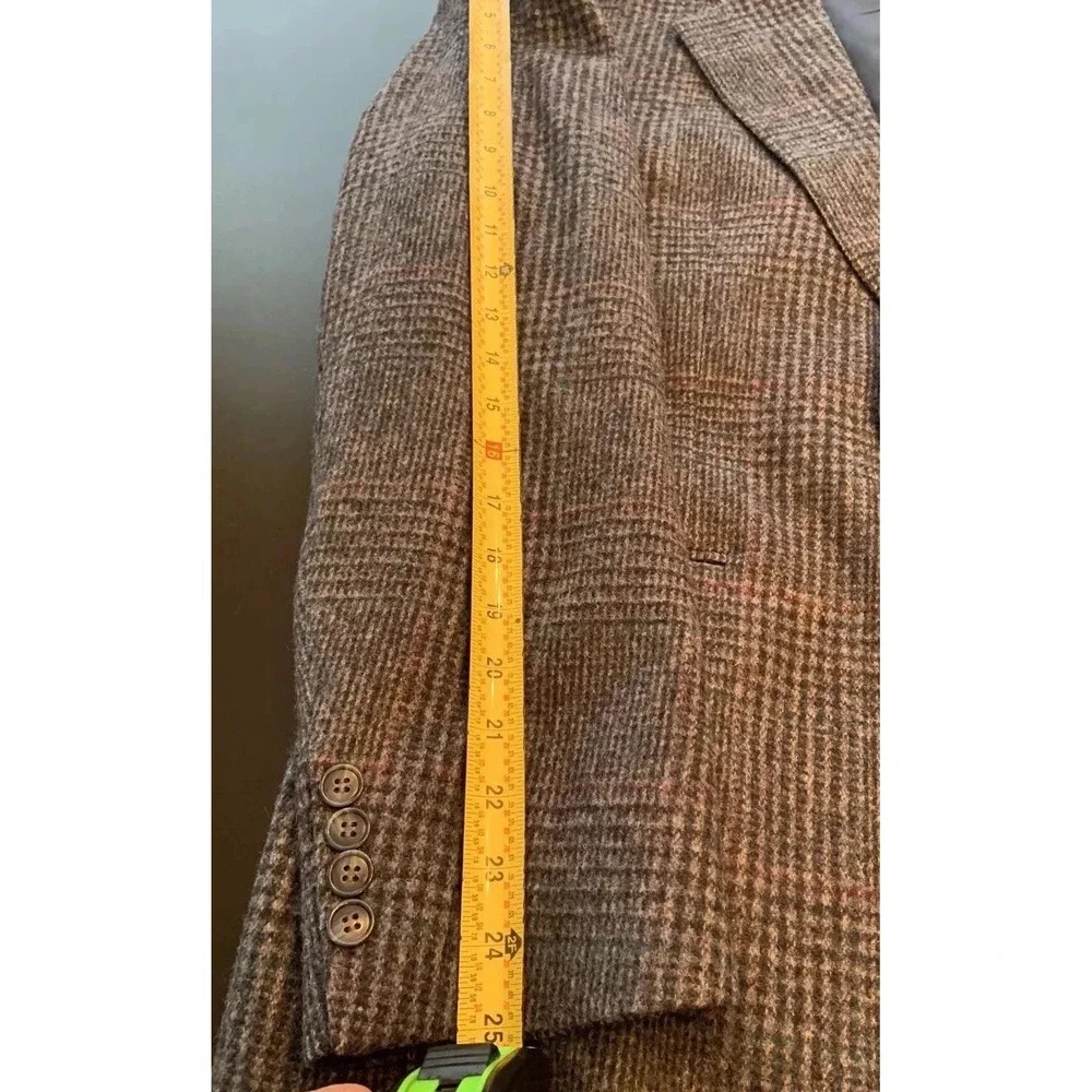 Wool Sport Coat 44 Glen Plaid Gray John Alexander Sleeve 25